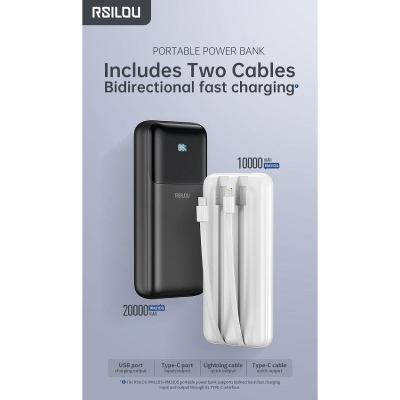 Rsilou Cabled Power Bank 10000mAh 22.5W R1012-001