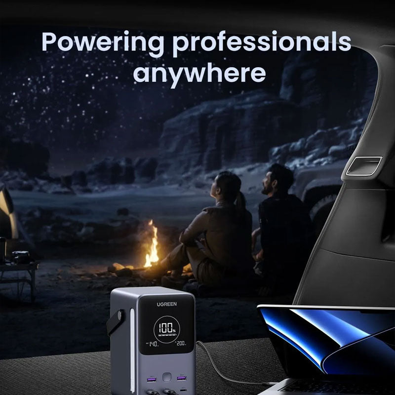 يوجرين باور ستيشن سلكي  ديجيتال، 48000 مللي امبير، 5 منافذ، منفذين USB-A + عدد 3 منافذ USB-C، بقوة 300 وات، رمادي - PB770


