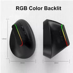 JeDEL W925P RGB Vertical Dual Mode Bluetooth / 2.4G Wireless Mouse - Rechargeable Battery with ON/Off Button - Adjustable 4800 DPI - RGB Lighting – For Mac & Win | Black