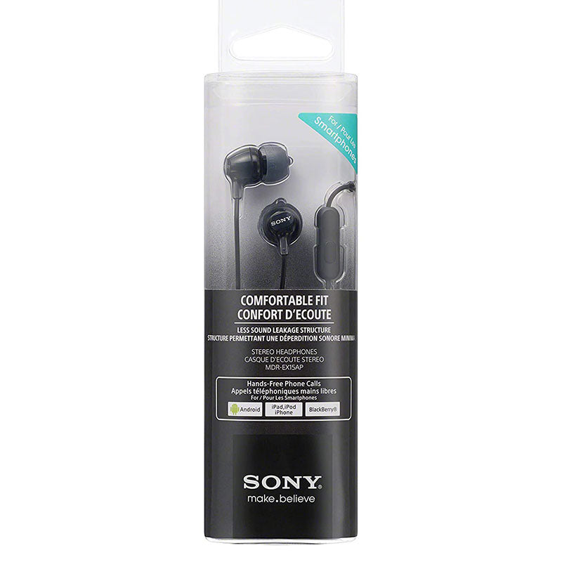 Sony Wired Headphones with Mic MDR-EX15AP - Black