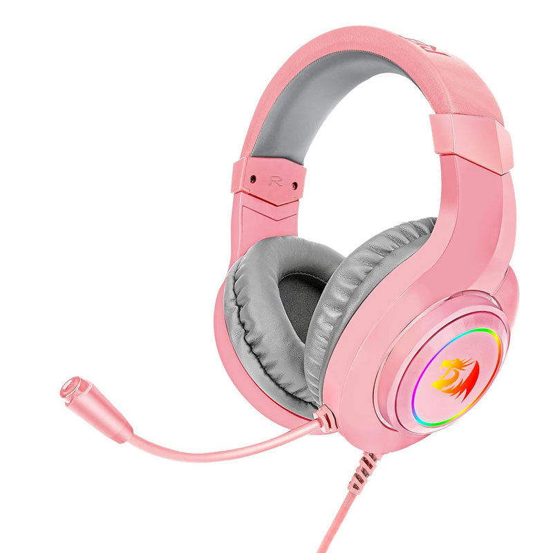Redragon , H260 , Hylas Wired Gaming Headset , 50mm Drivers , Stereo Surround, Noise Cancelling Mic & Dynamic RGB - Pink
