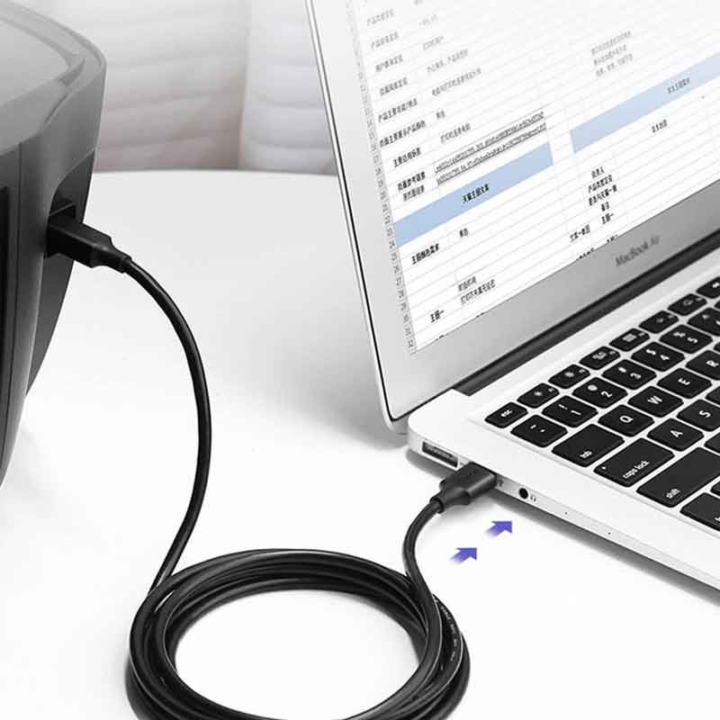UGREEN Cable USB 2.0 AM TO BM Print 5.M , 10352 - Black