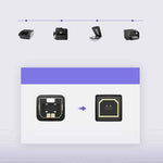 UGREEN Cable USB 2.0 AM TO BM Print 5.M , 10352 - Black