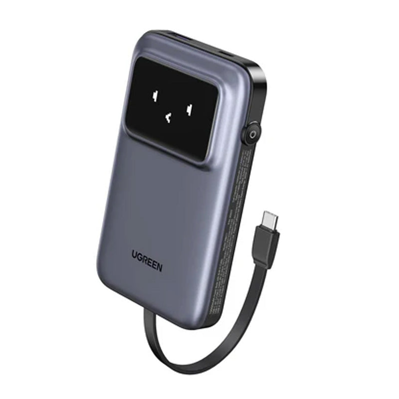 U Green Power Bank 10000 mAh 30W Built In Cable PB511 - Grey