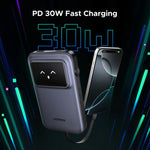 U Green Power Bank 10000 mAh 30W Built In Cable PB511 - Grey