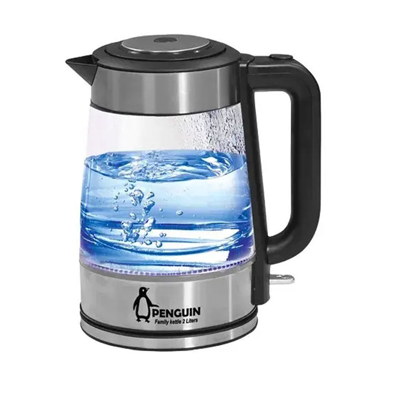 Penguin Electric Kettle , 2 Liter 2200 Watt , pk-1000 - Black Silver
