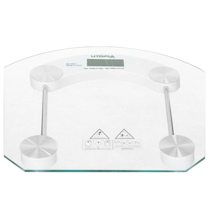 Utopia Ba-2003 Glass Personal Scale, Digital, 180 Kg - White Clear