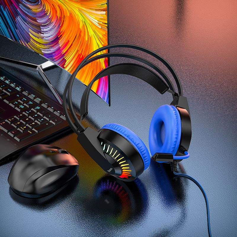 Hoco Headphone Wired Gamming , Blue - W105