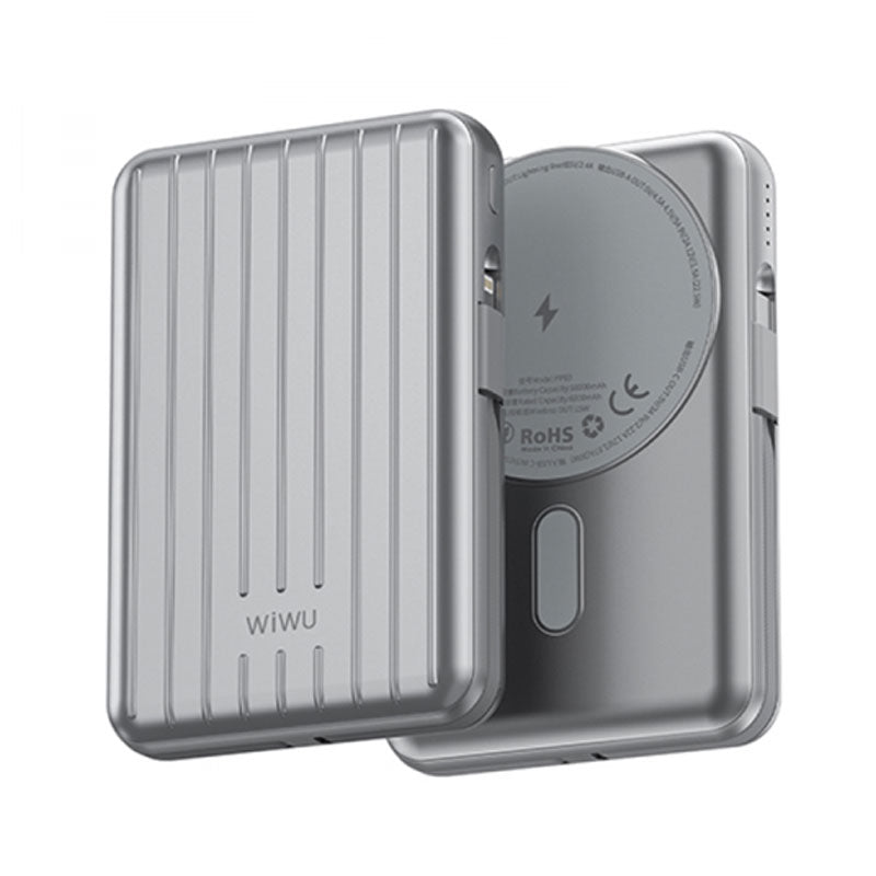 WIWU Trunk Series Power Bank Magnetic Wireless 5000mAh 15W - Silver