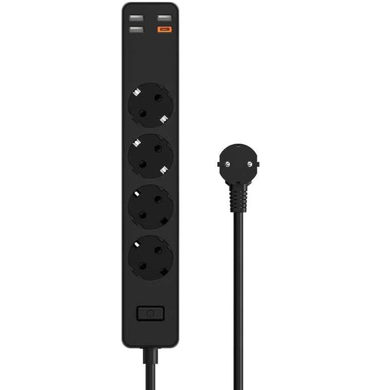 WIWU U01-EU Electric Power Strip 4 Sockets 20W - Black