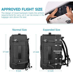Meinaili 40L Large Backpack 17.3 Inch Laptop Flight Waterproof Business Luggage Large Backpack Fits - Black