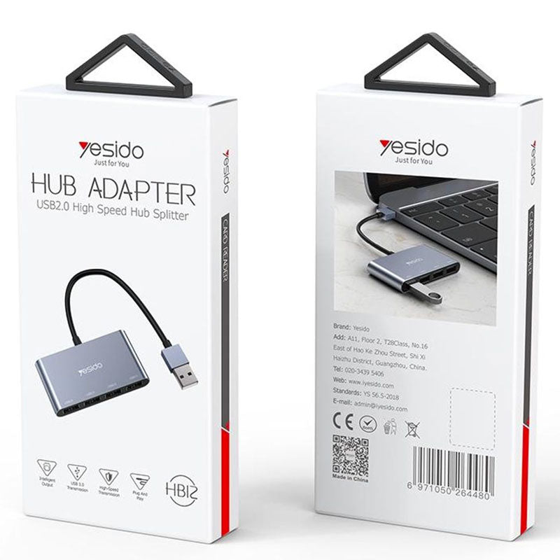Yesido HB-12 Hub Adapter Cable 4-Ports USB 2.0 High Speed - Black