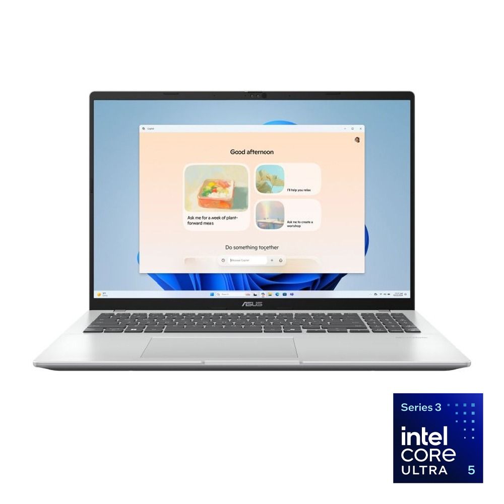 لابتوب ASUS Vivobook 16 – معالج Intel® Core™ Ultra 5 325، ذاكرة 16 جيجابايت، سعة 512 جيجابايت SSD، بطاقة Intel® Graphics، شاشة 16 بوصة WUXGA، ويندوز 11، فضي (X1607AA-MB155W)